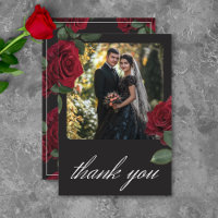 Élégant Moody Blood Red Roses Floral Photo Mariage
