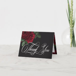 Carte De Remerciements Élégant Moody Sang Rouge Rose Floral Mariage plié