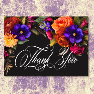 Carte De Remerciements Élégant Moody Vibrant Harvest Floral Mariage
