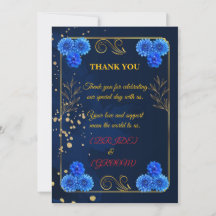 Elegant Navy Blue Wedding Thank You Template