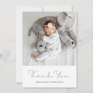 Carte De Remerciements Elegant Neutral Ribbon Bow Baby Shower Photo