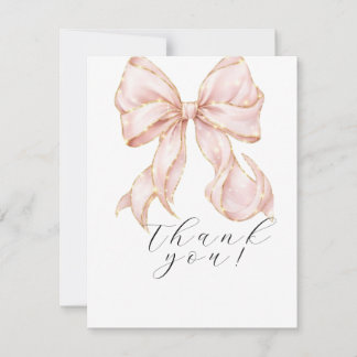 Carte De Remerciements Élégant, nœud papillon rose pour la douche de la m