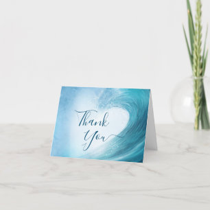 Carte De Remerciements Elégant Ocean Wave Photo Plage Mariage