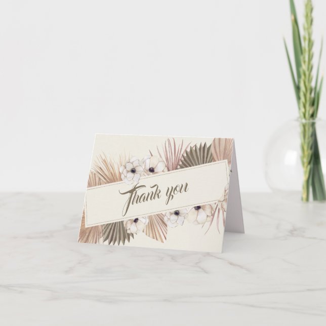 Carte De Remerciements Élégant off White Gold Floral Mariage photo (Devant)