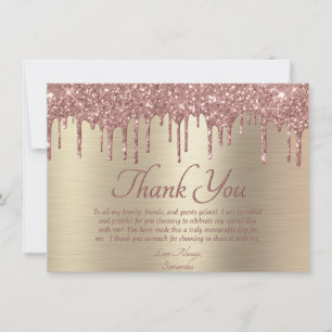 Carte De Remerciements Elégant or bleu rose Parties scintillant Drithday