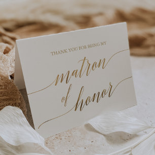Carte De Remerciements Elégant or Calligraphie Matron d'honneur