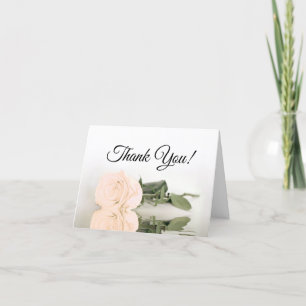 Carte De Remerciements Élégant Pale Peach Rose Photo Mariage à l'intérieu