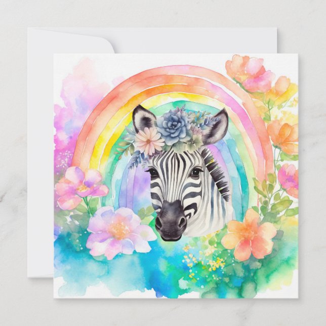 Carte De Remerciements Elégant Pastel Aquarelle Floral Zebra (Devant)