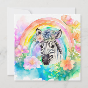Carte De Remerciements Elégant Pastel Aquarelle Floral Zebra