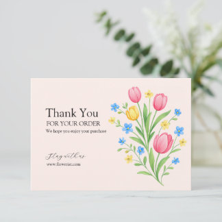 Carte De Remerciements Elegant Pastel Tulip Bouquet Illustration
