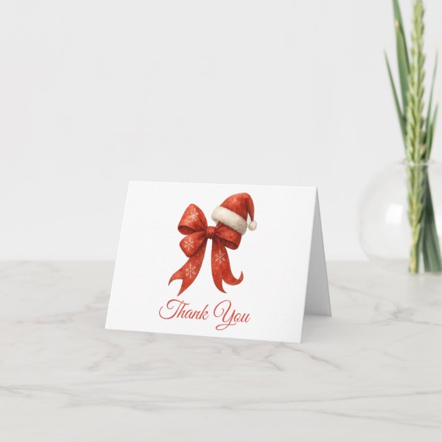 Carte De Remerciements Élégant Père Noël Baby shower Red Bow Noël (Devant)