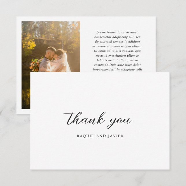 Carte De Remerciements Elegant Photo Classic Wedding (Devant / Derrière)