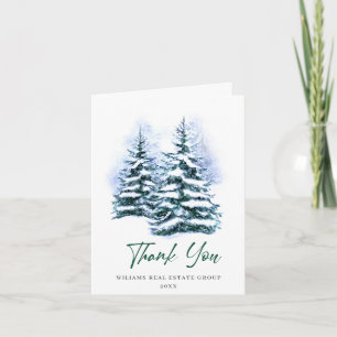 Carte De Remerciements Élégant Pine Tree Noël Entreprise Fête