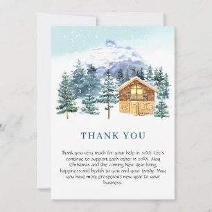 Carte De Remerciements Élégant Pine Tree Noël Entreprise Fête