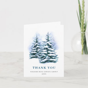 Carte De Remerciements Élégant Pine Tree Noël Entreprise Fête