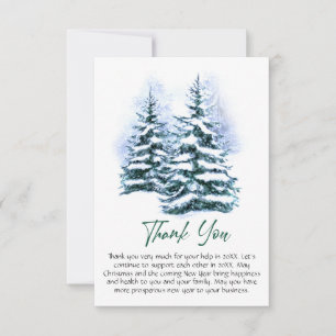 Carte De Remerciements Élégant Pine Tree Noël Entreprise Fête