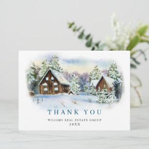 Carte De Remerciements Élégant Pine Tree Noël Entreprise Fête