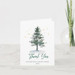 Carte De Remerciements Élégant Pine Tree Noël Entreprise Fête