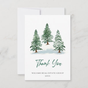 Carte De Remerciements Élégant Pine Tree Noël Entreprise Fête
