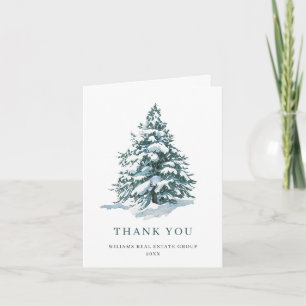 Carte De Remerciements Élégant Pine Tree Noël Entreprise Fête