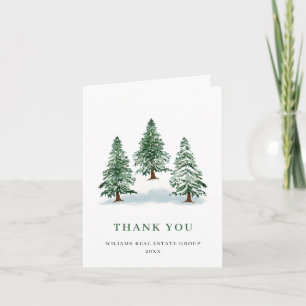 Carte De Remerciements Élégant Pine Tree Noël Entreprise Fête