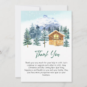 Carte De Remerciements Élégant Pine Tree Noël Entreprise Fête
