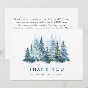 Carte De Remerciements Élégant Pine Tree Noël Entreprise Fête