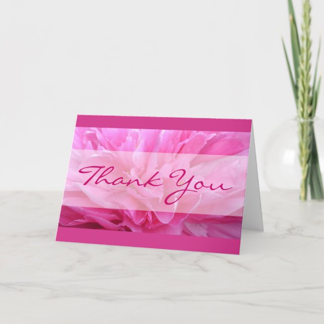 Carte de remerciements élégant Pink Peony (Devant)