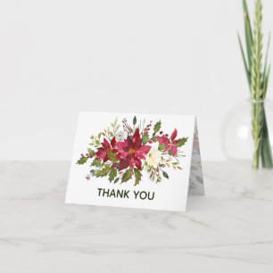 Carte De Remerciements Elégant Poinsettia Mariage de Noël