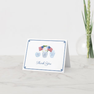 Carte De Remerciements Élégant pot de gingembre bleu blanc rouge américai