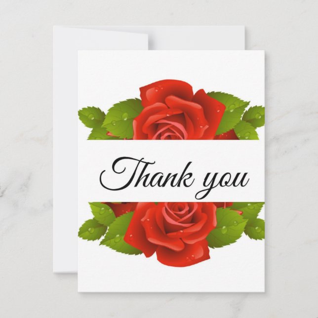 Carte De Remerciements Elegant Red Roses Thank You Card (Devant)