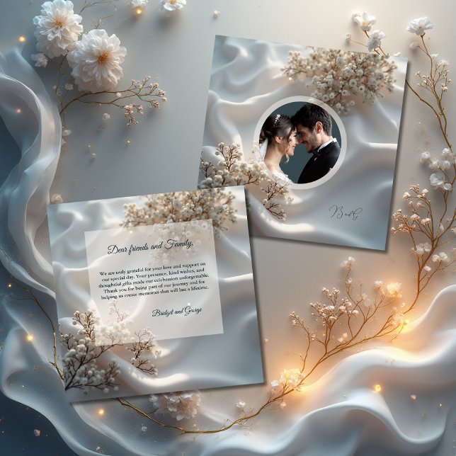 Carte De Remerciements Elegant romantic babys breath floral wedding photo (Créateur téléchargé)