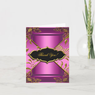 Carte de remerciements Elegant Rose Black Gold Dam