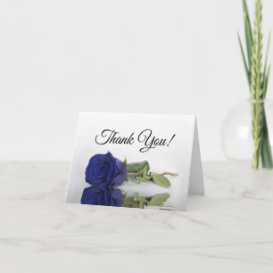 Carte De Remerciements Élégant Rose bleu marine Mariage photo à l'intérie