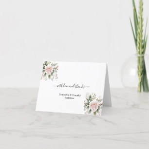 Carte De Remerciements Élégant rose Blush Floral Mariage