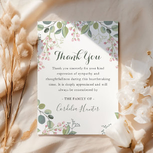 Carte De Remerciements Elégant rose Fleur d'Aquarelle sympathie funéraire