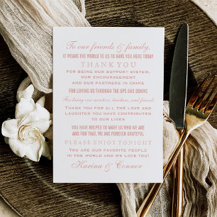 Carte De Remerciements Elégant Rose Gold et Mariage blanc invité