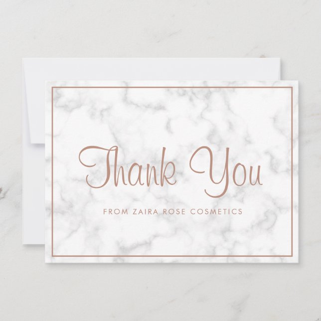 Carte De Remerciements Élégant Rose Gold Marble Moderne (Devant)