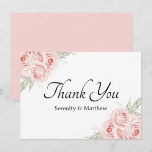 Carte De Remerciements Élégant Rose Jardin rose Mariage floral