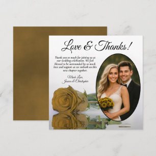 Carte De Remerciements Elégant Rose Oval Golden Ochre Mariage photo