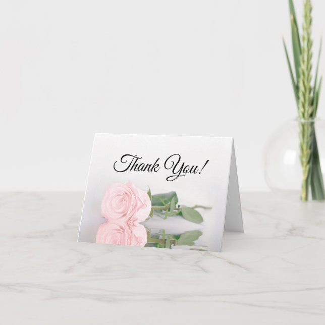 Carte De Remerciements Élégant rose rose rose rose Mariage Photo à l'inté (Devant)