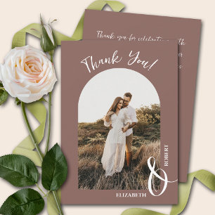 Carte De Remerciements Élégant Rose Taupe Mariage Photo