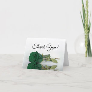 Carte De Remerciements Élégant Rose vert émeraude photo Mariage intérieur