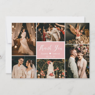 Carte De Remerciements Élégant rose vierge 6 Mariage de collection photo