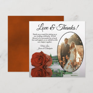 Carte De Remerciements Elégant rouille orange Rose Oval Photo Mariage