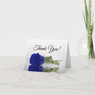 Carte De Remerciements Élégant Royal Blue Rose Mariage photo à l'intérieu
