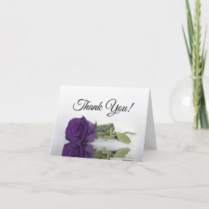 Carte De Remerciements Élégant Royal Purple Rose Mariage photo à l'intéri