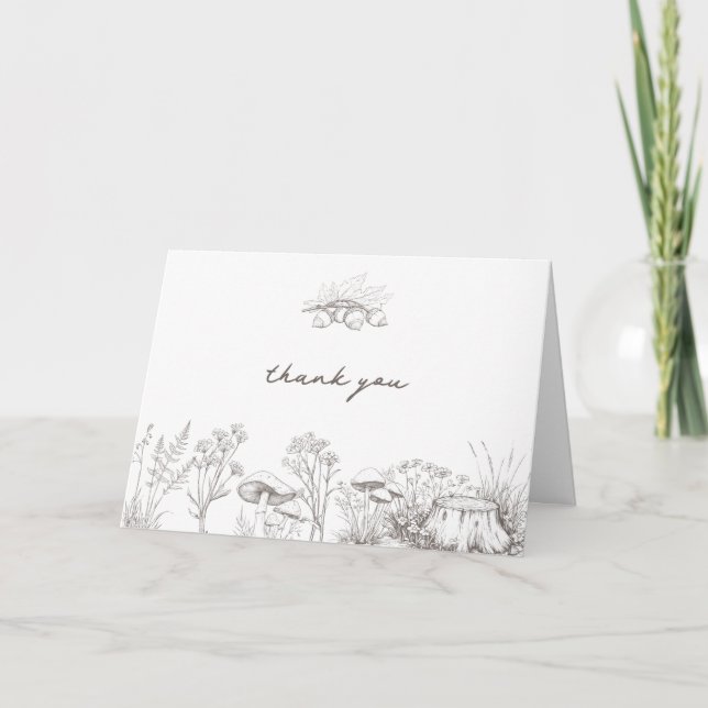 Carte De Remerciements Elegant Rustic Wedding Woodland Forest Botanical (Devant)