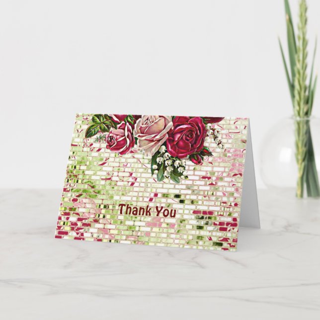 Carte De Remerciements Élégant Rustique Bourgogne Maroon Rose Mariage (Devant)