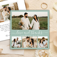 Elégant Sage Green 4 Photo Collage Script Mariage